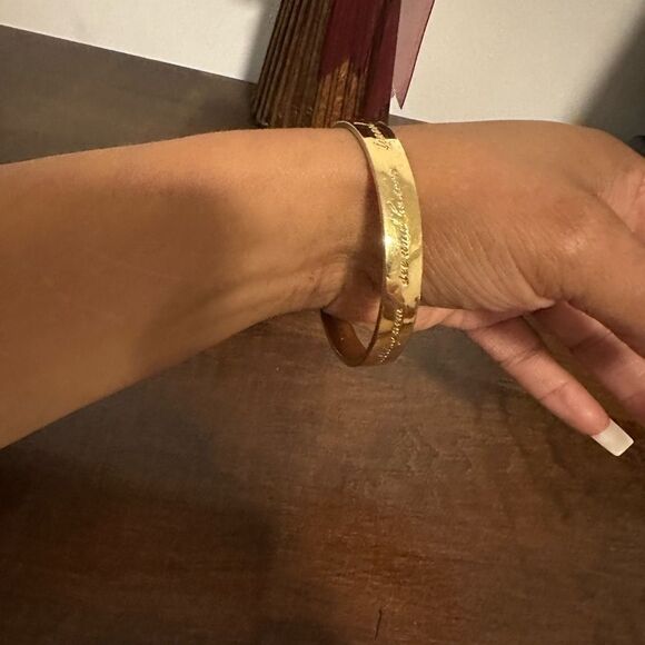 KATE SPADE This Year I Will.... Goldtone Bangle Bracelet - Picture 1 of 5